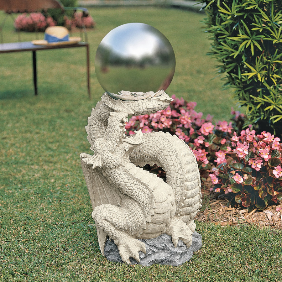Toscano - Sir Sagremor Dragon Gazing Globe Garden Statue