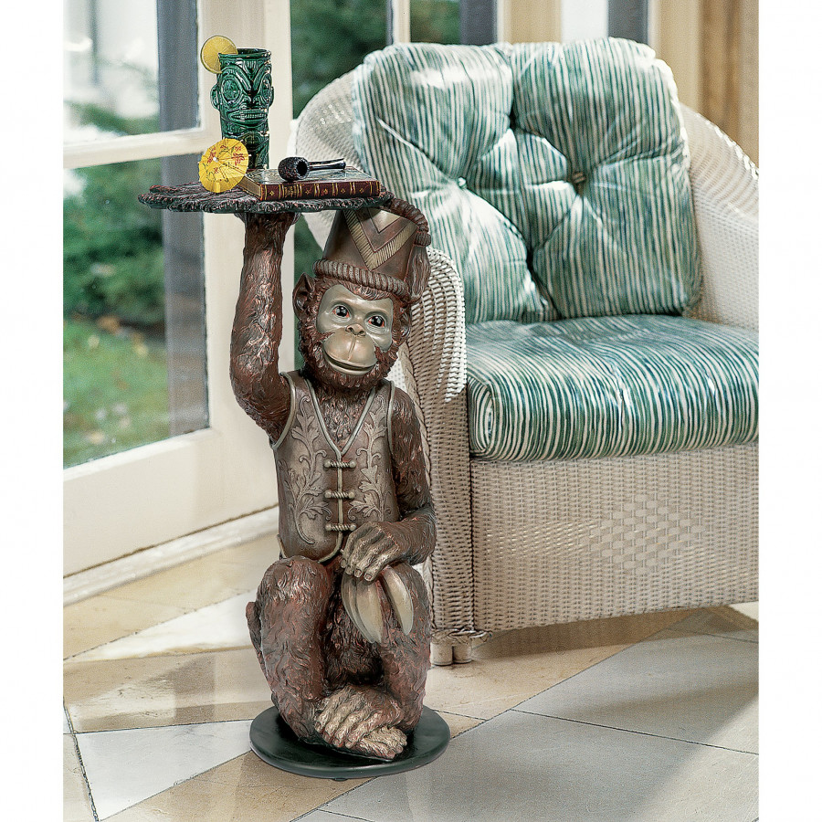 Toscano - Moroccan Monkey Butler Sculptural Pedestal Table in Designer Resin