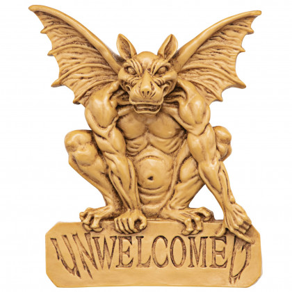 Toscano - UnWelcomed Gargoyle Welcome Sign Wall Sculpture