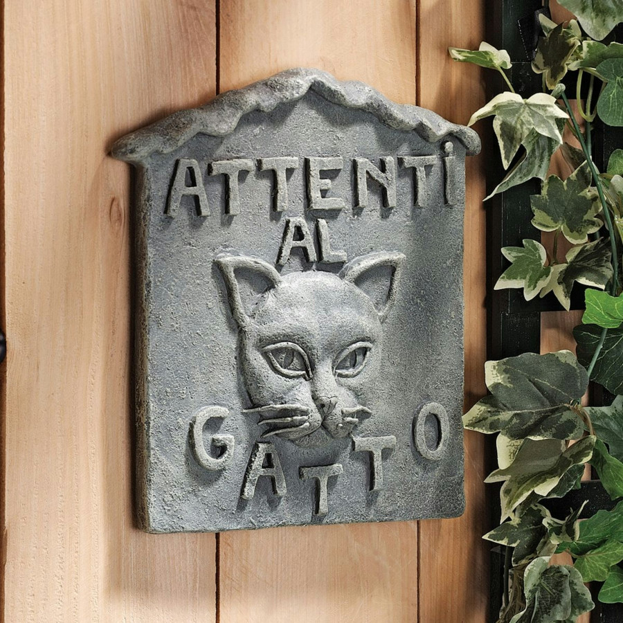 Toscano - Beware of Cat Italian Wall Sculpture in Attenti al Gatto