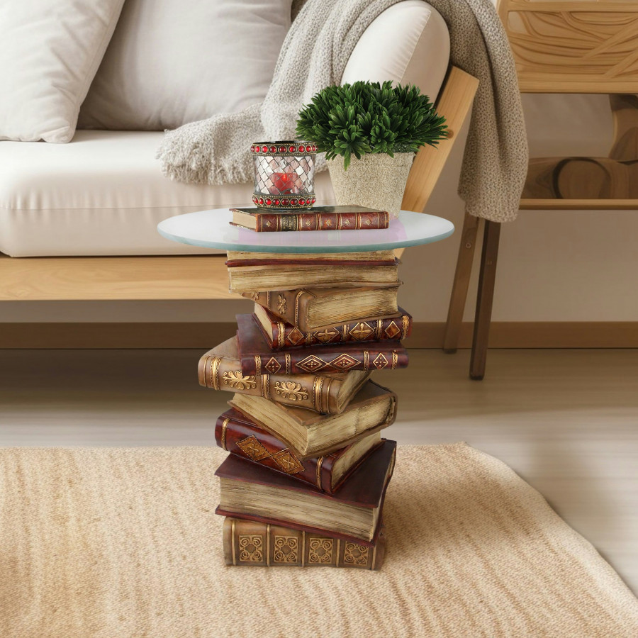 Toscano - Power of Books Sculptural Side Table in Designer Resin