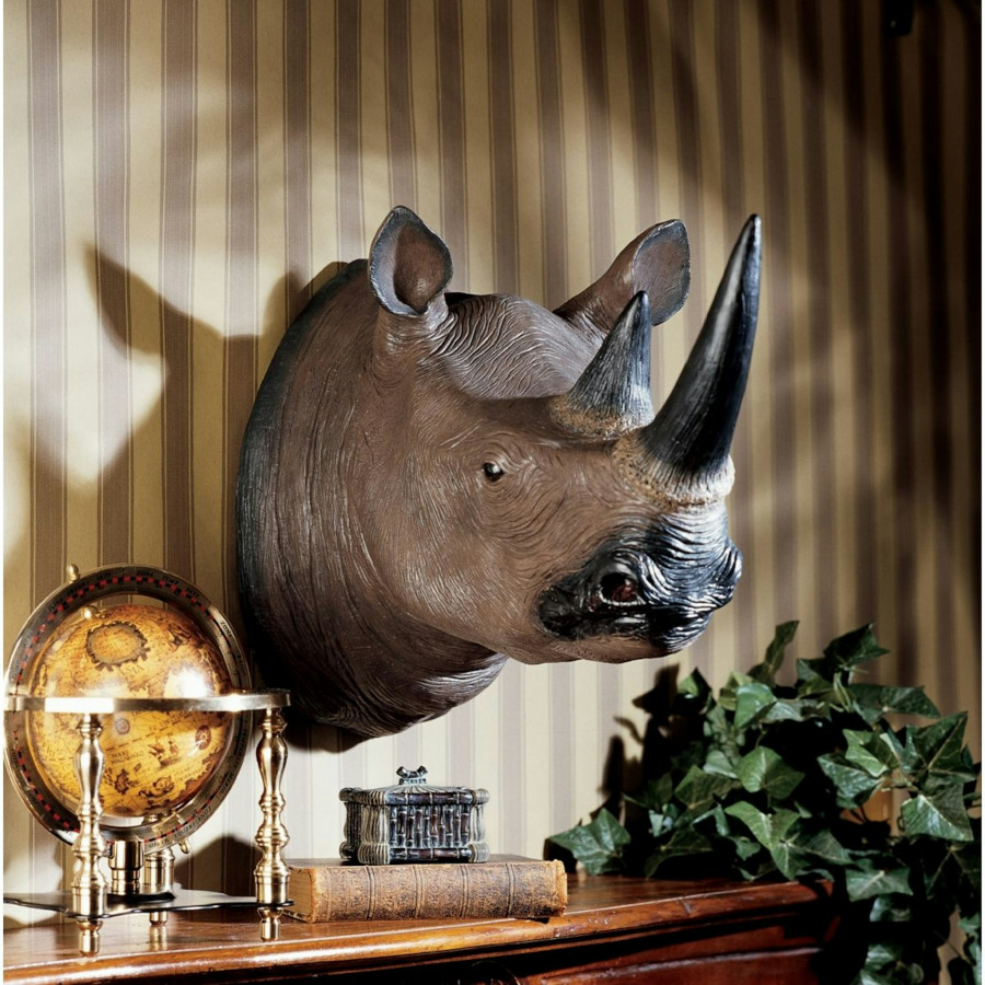 Toscano - Black Rhinoceros Trophy Wall Sculpture
