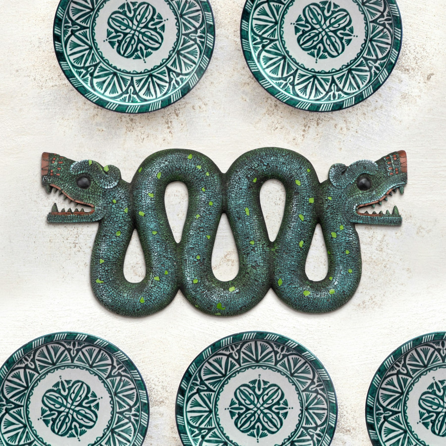 Toscano - Aztec Double-Headed Serpent Wall Sculpture