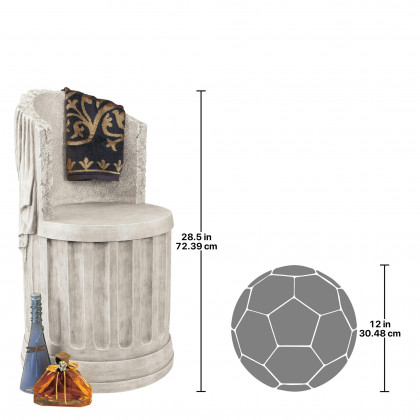 Toscano - Baths of Caracalla Spa Stool in Ancient Ivory, Designer Resin