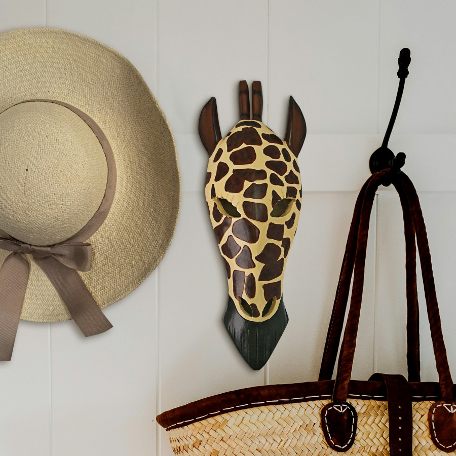 Toscano Tribal-Style Animal Mask Wall Sculpture - Giraffe