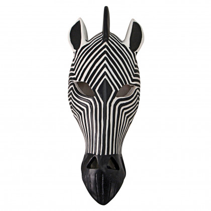 Toscano Tribal-Style Animal Mask Wall Sculpture - Zebra