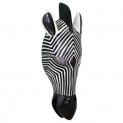 Toscano Tribal-Style Animal Mask Wall Sculpture - Zebra