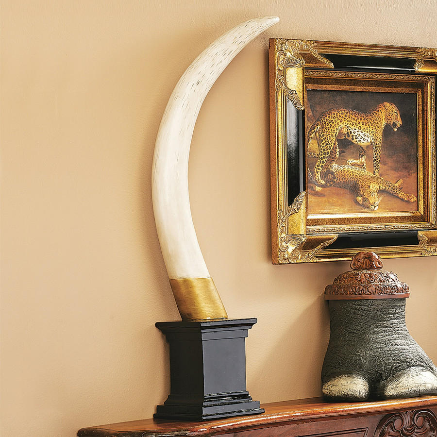 Toscano - British Colonial Elephant Tusk Sculptural Trophy
