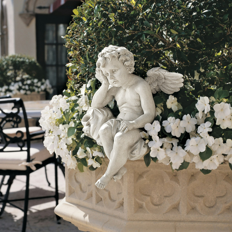 Toscano - Mourning Mortality Sitting Cherub Sculpture
