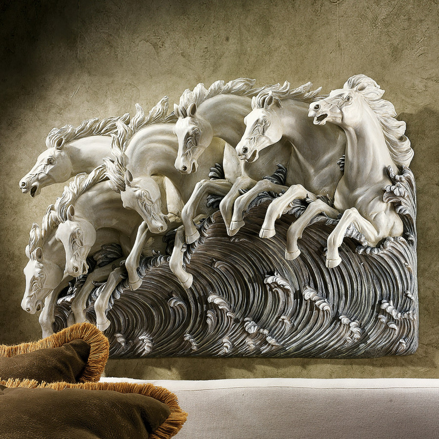 Toscano - Neptune Horses of the Sea Frieze Wall Sculpture