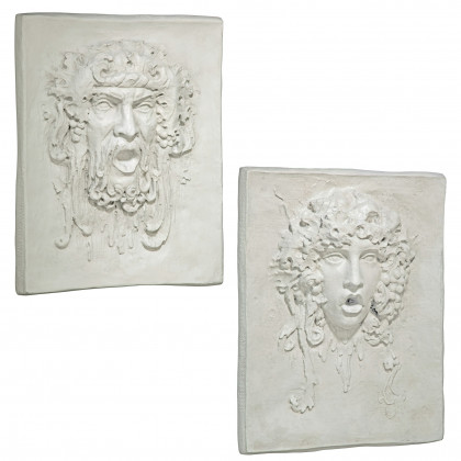 Toscano - Set of 2 Opimus and Vappa Italian-Style Greenmen Wall Sculptures in Large