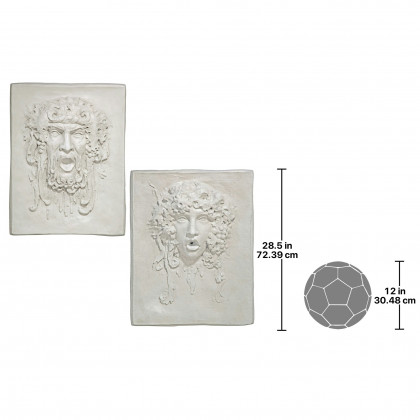 Toscano - Set of 2 Opimus and Vappa Italian-Style Greenmen Wall Sculptures in Large