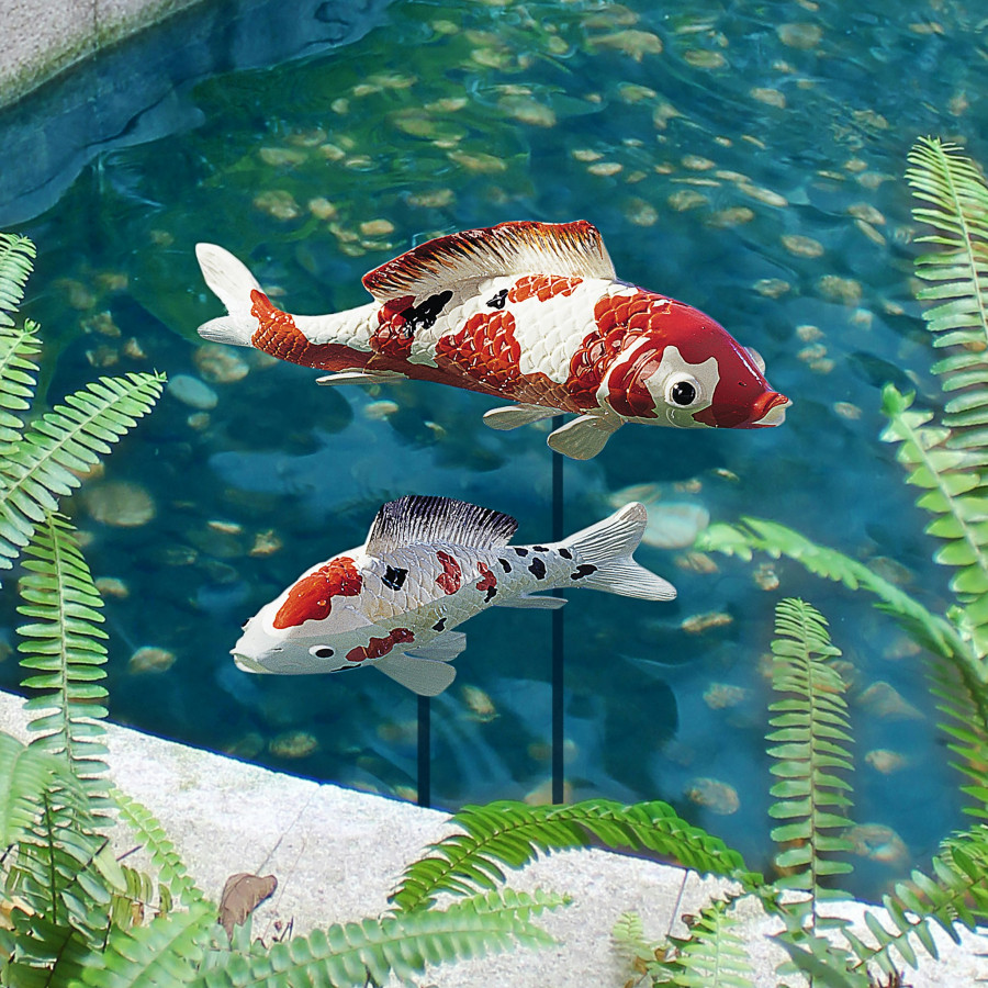Toscano - Set of 2 Japanese Pond Koi Fish Statues