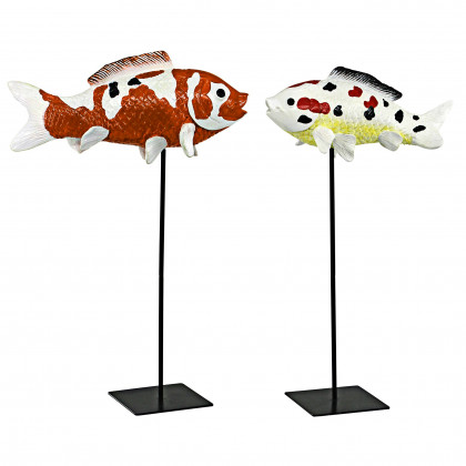 Toscano - Set of 2 Japanese Pond Koi Fish Statues