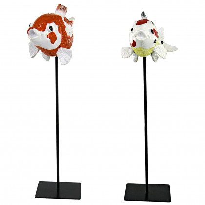 Toscano - Set of 2 Japanese Pond Koi Fish Statues