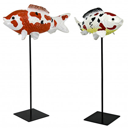 Toscano - Set of 2 Japanese Pond Koi Fish Statues
