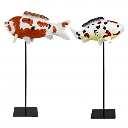 Toscano - Set of 2 Japanese Pond Koi Fish Statues