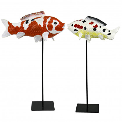 Toscano - Set of 2 Japanese Pond Koi Fish Statues