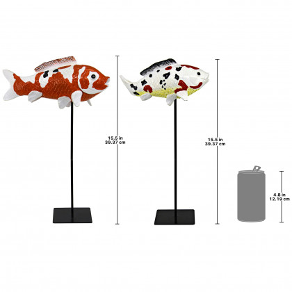 Toscano - Set of 2 Japanese Pond Koi Fish Statues