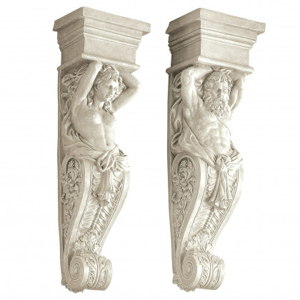 Toscano - Set of 2 Telamon  Caryatid Wall Sculptures
