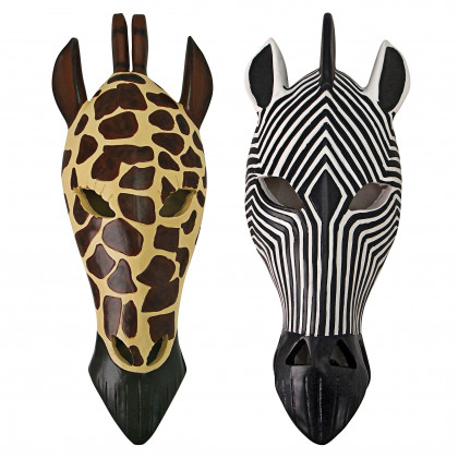 Toscano - Set of 2 Tribal-Style Animal Mask Wall Sculptures