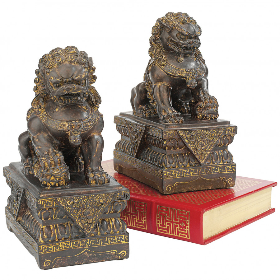 Toscano - Set of 2 Chinese Guardian Lion Foo Dog Statues Set of Two