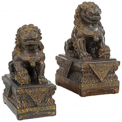 Toscano - Set of 2 Chinese Guardian Lion Foo Dog Statues Set of Two
