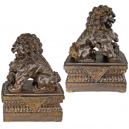 Toscano - Set of 2 Chinese Guardian Lion Foo Dog Statues Set of Two