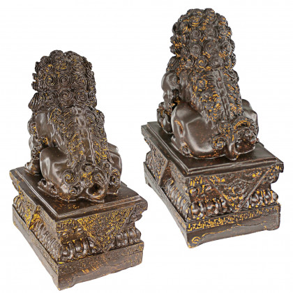 Toscano - Set of 2 Chinese Guardian Lion Foo Dog Statues Set of Two