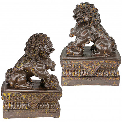 Toscano - Set of 2 Chinese Guardian Lion Foo Dog Statues Set of Two