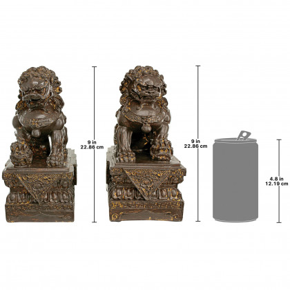 Toscano - Set of 2 Chinese Guardian Lion Foo Dog Statues Set of Two