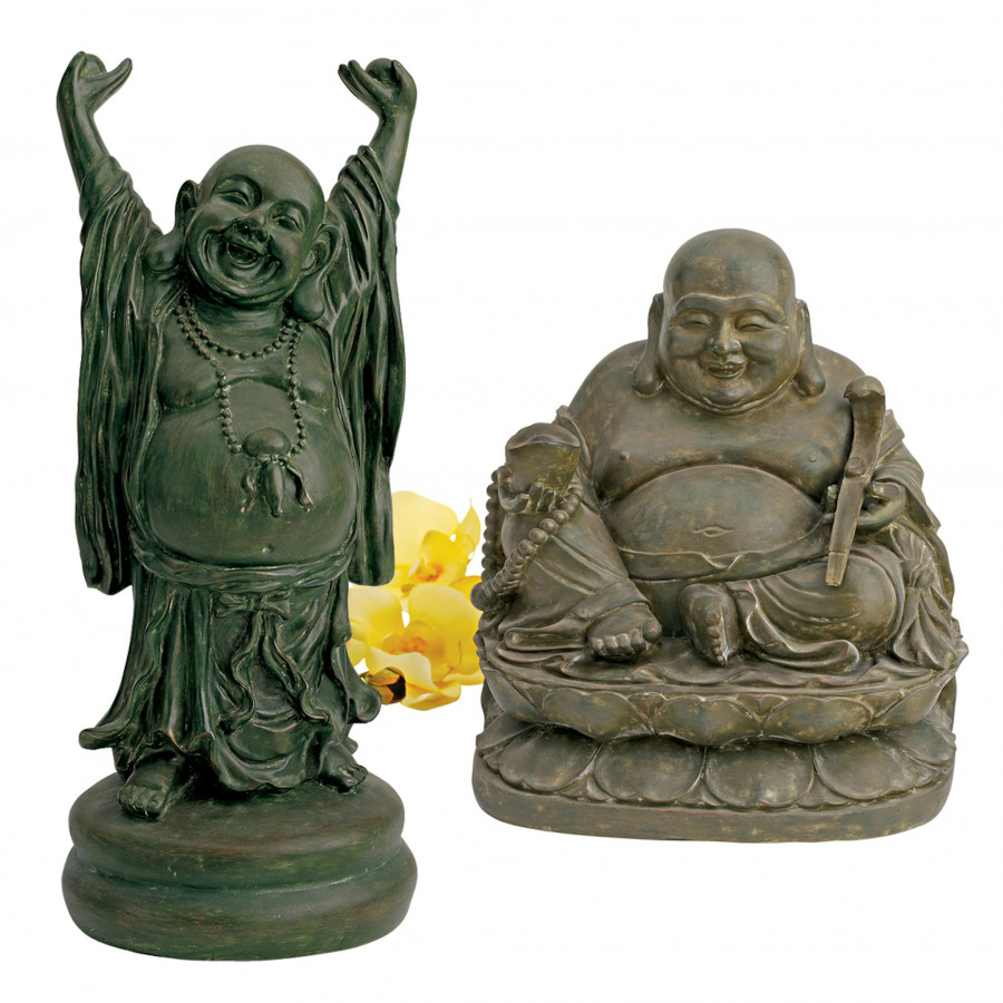 Toscano - Jolly Hotei and Laughing Buddha Sanctuary Statue Set