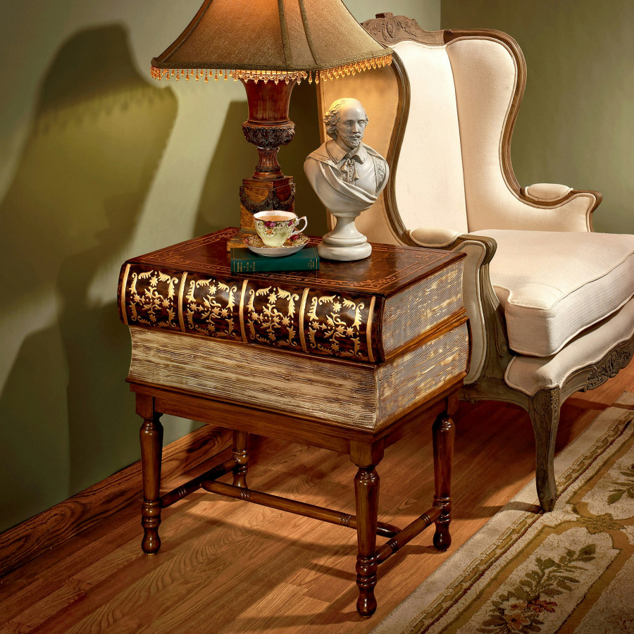 Toscano - Stacked Books of Shakespeare Book Side Table in Wood