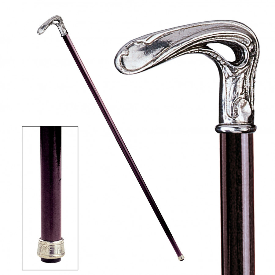 Toscano - Padrone Nouveau Half Crook Walking Stick in Pewter