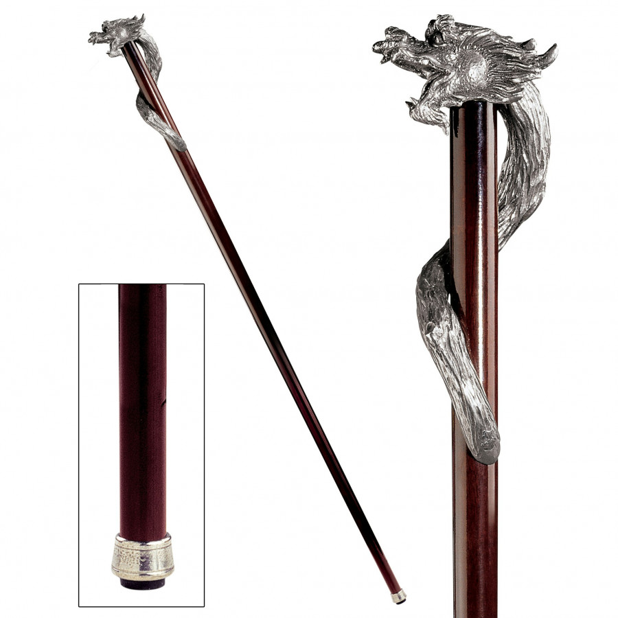 Toscano - Padrone Staff of Saint George Walking Stick in Pewter