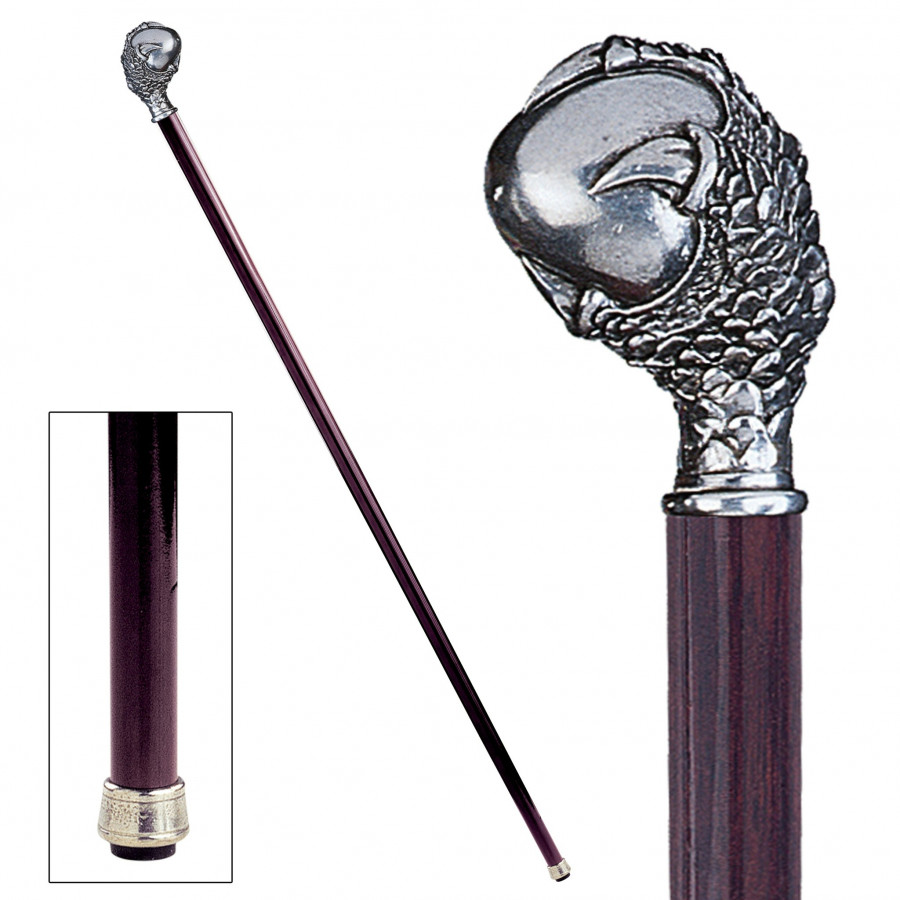Toscano - Padrone Claw and Ball Walking Stick in Pewter