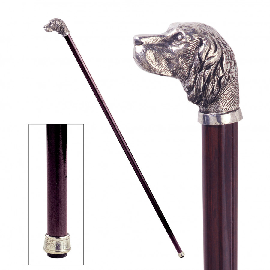 Toscano - Padrone Hunting Dog Walking Stick in Pewter