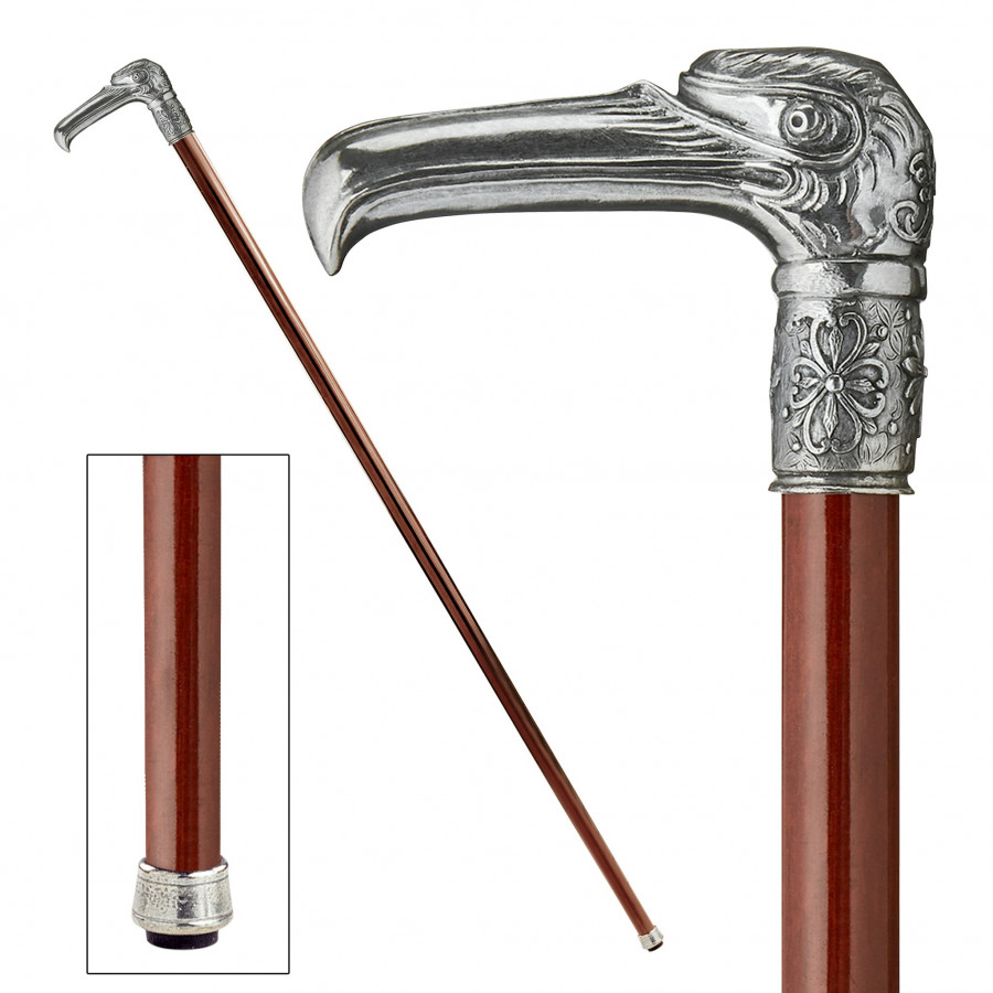 Toscano - Padrone Art Deco Nast Eagle Walking Stick in Pewter