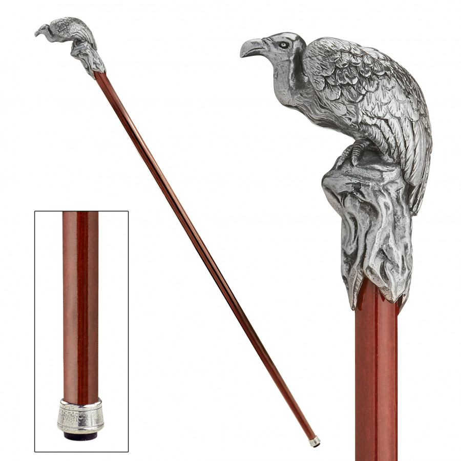 Toscano - Padrone Vulture Walking Stick in Pewter