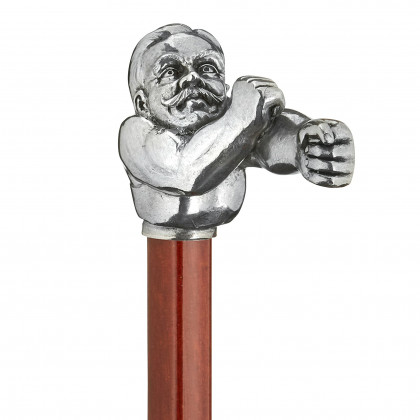 Toscano - Padrone John L. Sullivan Boxer Walking Stick in Pewter