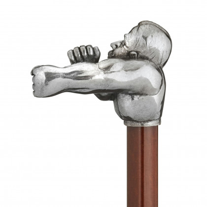 Toscano - Padrone John L. Sullivan Boxer Walking Stick in Pewter