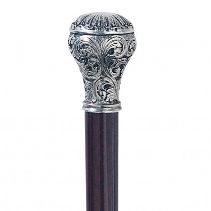 Toscano - Padrone Ornate Ball Walking Stick in Pewter