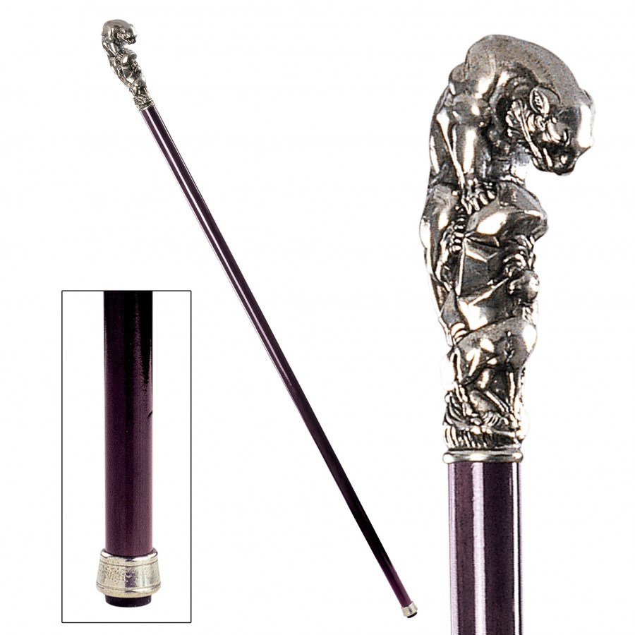 Toscano - Padrone Mountain Lion Walking Stick in Pewter