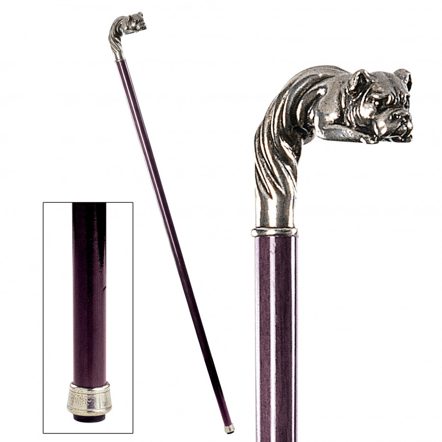Toscano - Padrone Bulldog Walking Stick in Pewter
