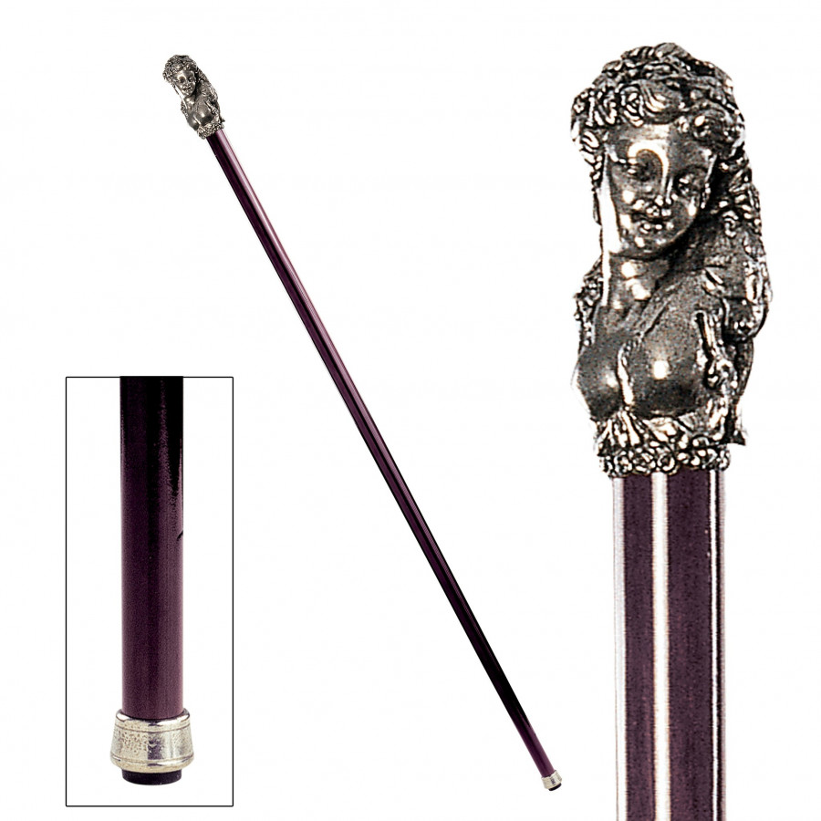 Toscano - Padrone Bacchanal Maiden Walking Stick in Pewter