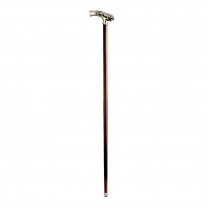 Toscano - Padrone Lion on Mountain Walking Stick in Pewter