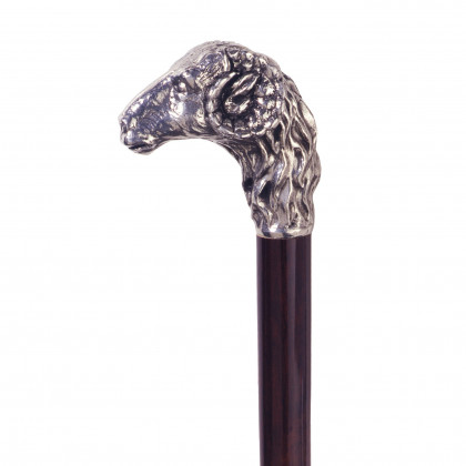Toscano - Padrone Emperor Ram Head Walking Stick in Pewter