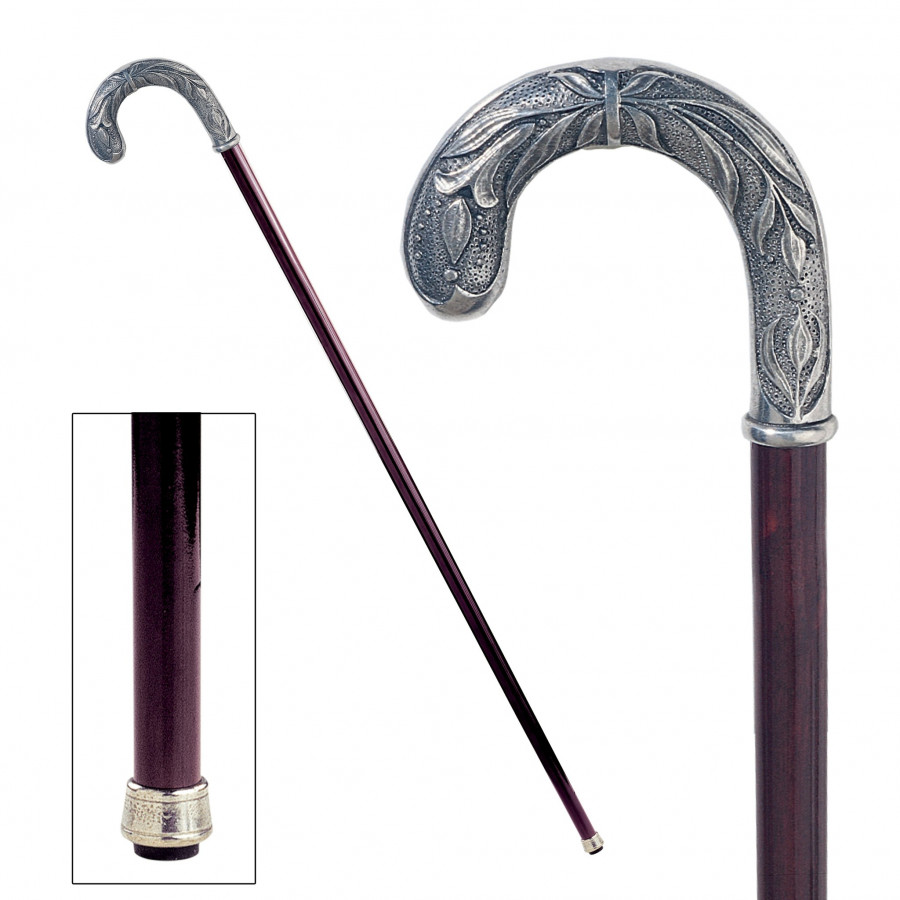 Toscano - Padrone Crook Handle Walking Stick in Pewter