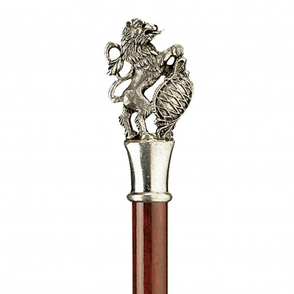 Toscano - Padrone Heraldic Lion Walking Stick in Pewter