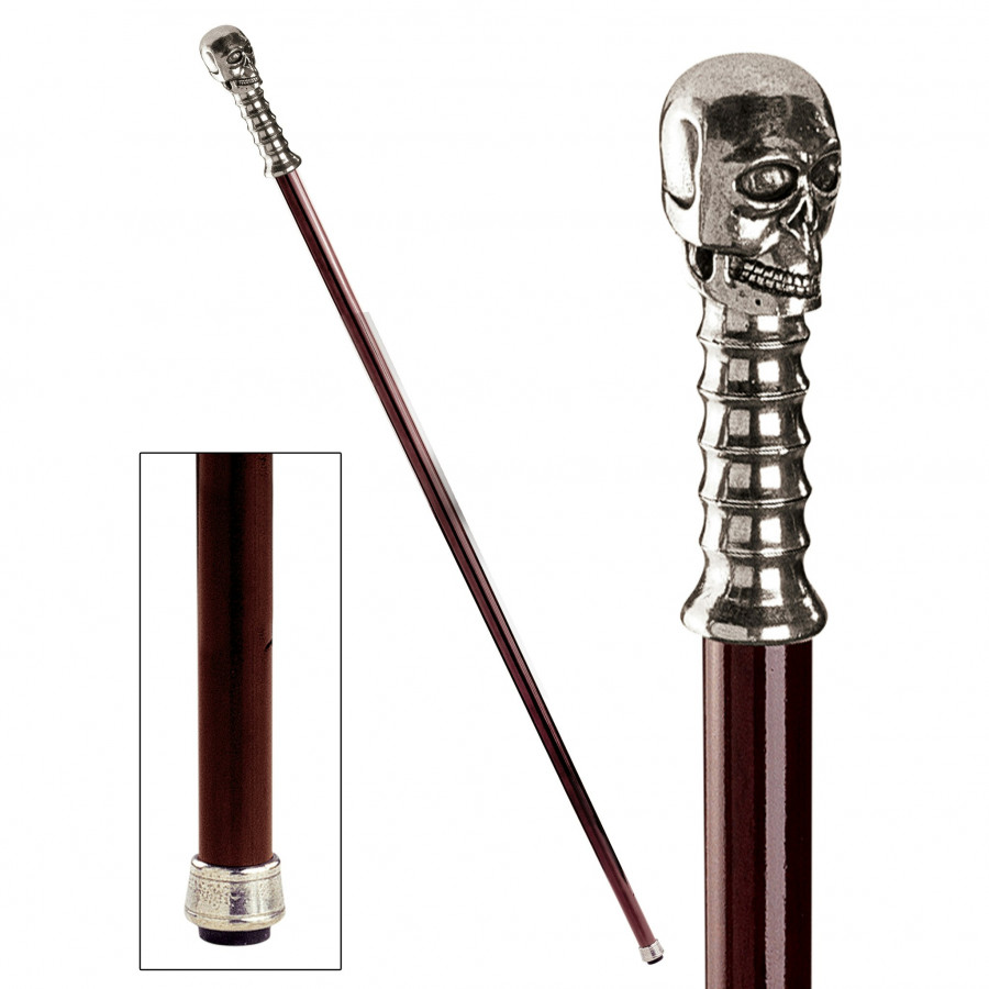 Toscano - Padrone Alas Poor Yorick Walking Stick in Pewter